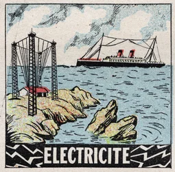 Ether (material): Electricity. Anonymous illustration of 1925. Private collection.