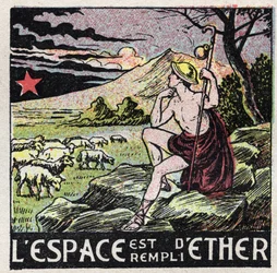 Ether (material): the space is filled with ether. A shepherd from Antiquity contemplating the sky. Anonymous illustration from 1925. Private collection.