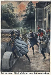 First World War 1914-1918. Prince Eitel Frederic of Prussia fled at the approach of the English army in the town of Coulommiers - In 