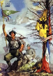 First World War: Poster celebrating the Vestone Battalion of Italian Alpine Hunters, 6th Regiment
