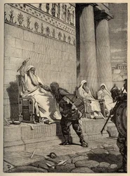 Gallic Leader Brennus Returns to the Roman Capital in 390 BC. - The Gauls in Rome - Sacking of Rome - Engraving 1890