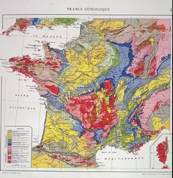 Geographic map: Geological France - Atlas of the 1950s