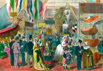 International Maritime Exhibition in Paris. 19th-century engraving.