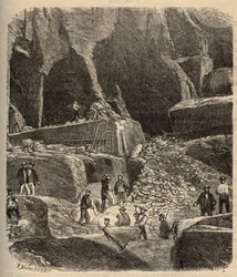 Marble Quarries of Saint-Genies, Dordogne - Engraving in 