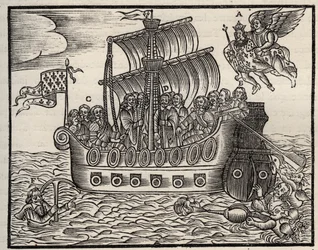 Mazarinade political pamphlet: despite Mazarin the scourgers ensure the salvation of the state. circa 1649. Heavy wood. Private collection.