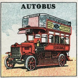 Mechanical traction: bus. Anonymous illustration of 1925. Private collection.