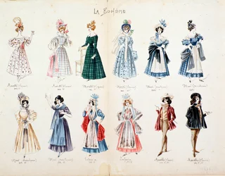 Musette, Marcello, Mimi, characters of La Bohème, opera by Puccini