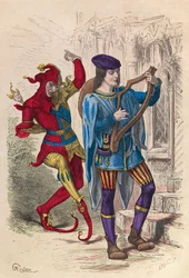 Musician and dancing fool in Paris 14th Century - private collection