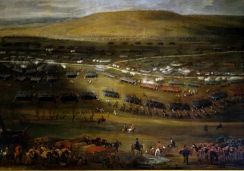 Passage of the Moselle in 1705. Anonymous painting of 1705. Chateau De Vaux Le Visomte.