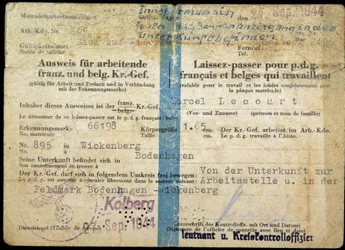 Passport of the Second World War, Passport for French and Belgian CEO who work, 25/9/1944