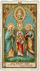 Pious image: The holy family with the Holy Spirit and God