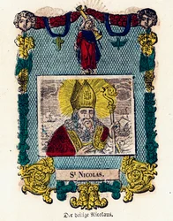 Pious image: Saint Nicholas. Engraving of the 19th century Private collection