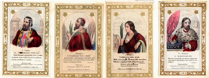 Pious image: St. Ulrich of Augsburg, St. Stanislaus, St. Bibiana, St. Ladislas I of Hungary