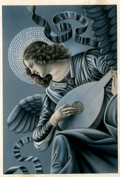 A musician angel after the fresco by Melozzo da Forli (print)