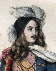 Portrait of Anne Hilarion de Costentin, Count of Tourville (1642-1701), French Naval Commander. Illustration from 