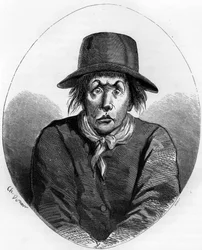 Portrait of Antoine Simon (1736-1794), master shoemaker and French revolutionary, guardian of Louis XVII at the Temple in 1793 - Engraving of 1863 in 