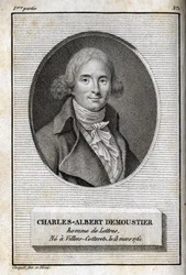 Portrait of Charles Albert Demoustier (1760-1801) French writer. Engraving from 1819 in 