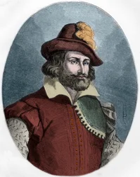 Portrait of François Ravaillac (1578-1610), assassin of Henry IV (1553-1610) - engraving of 1863 in “Le Livre Rouge - Histoire de l