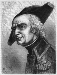 Portrait of General Luc Simeon Auguste Dagobert (1736-1794). Engraving from 1866 in Histoire de la Revolution francaise by Adolphe Thiers. Private collection