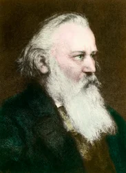 Portrait of Johannes Brahms (1833-1897), German composer (engraving)