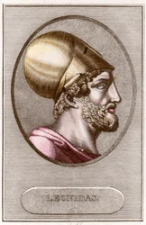 Portrait of Leonidas I, King of Sparta (491-480 BC) - Engraving - Private collection