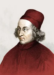 Portrait of Marsilio Ficino, known in French as Marsile Ficin (1433 - 1499), engraving 18th century