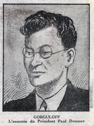 Portrait of Paul Gorgulov or Gorguloff (1895-1932), assassin of French president Paul Doumer (1857-1932). Engraving in “L