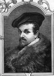 Portrait of Pier Francesco Mazzucchelli dit il Morazzone (1573-1626) Italian painter. Engraving in 