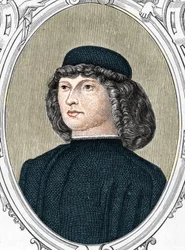 Portrait of the Italian Painter Giovanni Bellini Said il Giambellino (1425/1433-1516), Engraving of 1859 in 