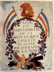 Poster of the French Revolution: “Unity and indivisibility of the Republic, liberty, equality, fraternity or death”