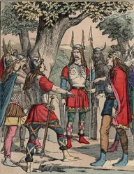 Representation of Vercingetorix (ca. 80-c. 46 BC) warrior and Gallic leader of the Arvernes tribe chosen by his people to lead the war against the Romans