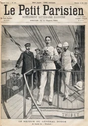 Return of General Alfred Dodds from the Dahomey expedition aboard the Thibet. In Le Petit Parisien on 14/05/1893.