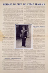 Second World War and Vichy Regime: Message from the French Head of State Philippe Petain