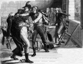 Suicide of Nicolas Joseph Beaurepaire (1792) After the Decision to Return Verdun to the Prussians - Engraving in 