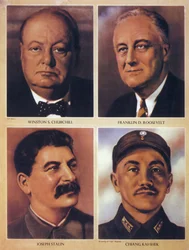The Allied leaders of World War II - Winston Churchill, Franklin Delano Roosevelt, Joseph Stalin and Chiang Kai-shek - 1943