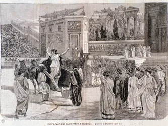 The arrival of Deianira, from the play Dejanira by Camille Saint-Saens, performed in the arena of Beziers in 1898