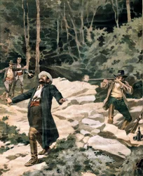 The brigand Luciano Fioravanti, killed by Italian carabinieri in Maremma region (engraving)