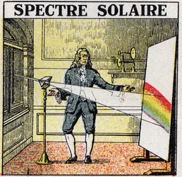 The Colours: Solar Spectrum Studied by Isaac Newton (1642-1727). Anonymous Illustration from 1925. Private Collection