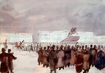 The crowd in Senate Square during the Decembrist revolt in 1825