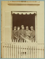 The general staff of Place Vendome during the Commune, c.1871 (b/w photo)