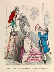 The hairstyle on the scale, caricature of the 18th century - private collection