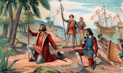 The landing of Christopher Columbus (1451-1506) in the New World