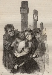 The mark at the bagne de Rochefort in the 19th century. Engraving in 