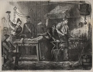 The transfer to the Toulon Bagne in the 19th century. Engraving in 