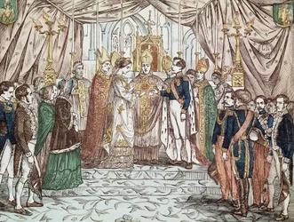 The wedding of Napoleon III and Eugenia Maria de Montijo de Guzman, on 30/01/1853 at the Cathedral of Our Lady (engraving)