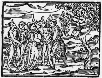 The witches on the Sabbath dancing to the sound of the violin - 