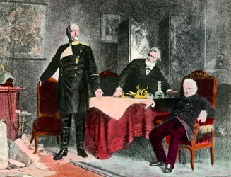 War of 1870: political interview between Chancellor Bismarck (1815-1898), Jules Favre (1809-1880) and Adolphe Thiers (1797-1877)
