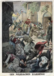 World War I, Armenian Genocide, Destruction of the Armenian population by Ottoman Turks, Illustration from French newspaper 