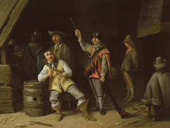 A Soldier Cleaning a Musket
