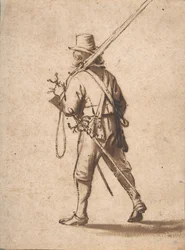 A Walking Musketeer, Seen from Behind, 17th Century